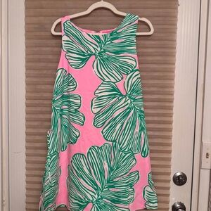 Lilly Pulitzer Pink and Green Leaf Print Dress